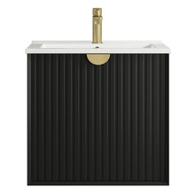Marlo 600mm Matte Black Wall Hung Single Vanity with Ceramic Countertop